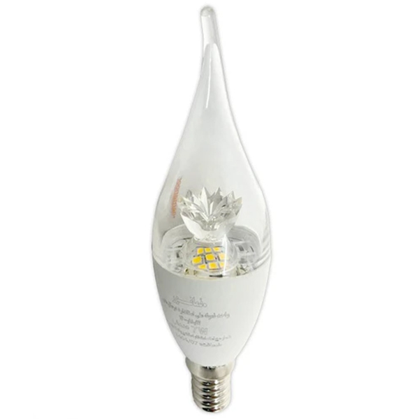 لامپ ال ای دی 7 وات مدل شمعی اشکی کریستال شفاف نمانور پایه E14