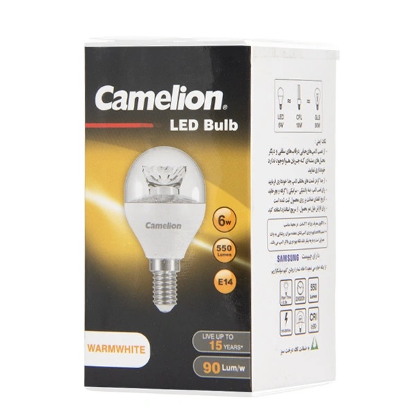 لامپ ال ای دی 6 وات کملیون کریستال شفاف پایه شمعی E14