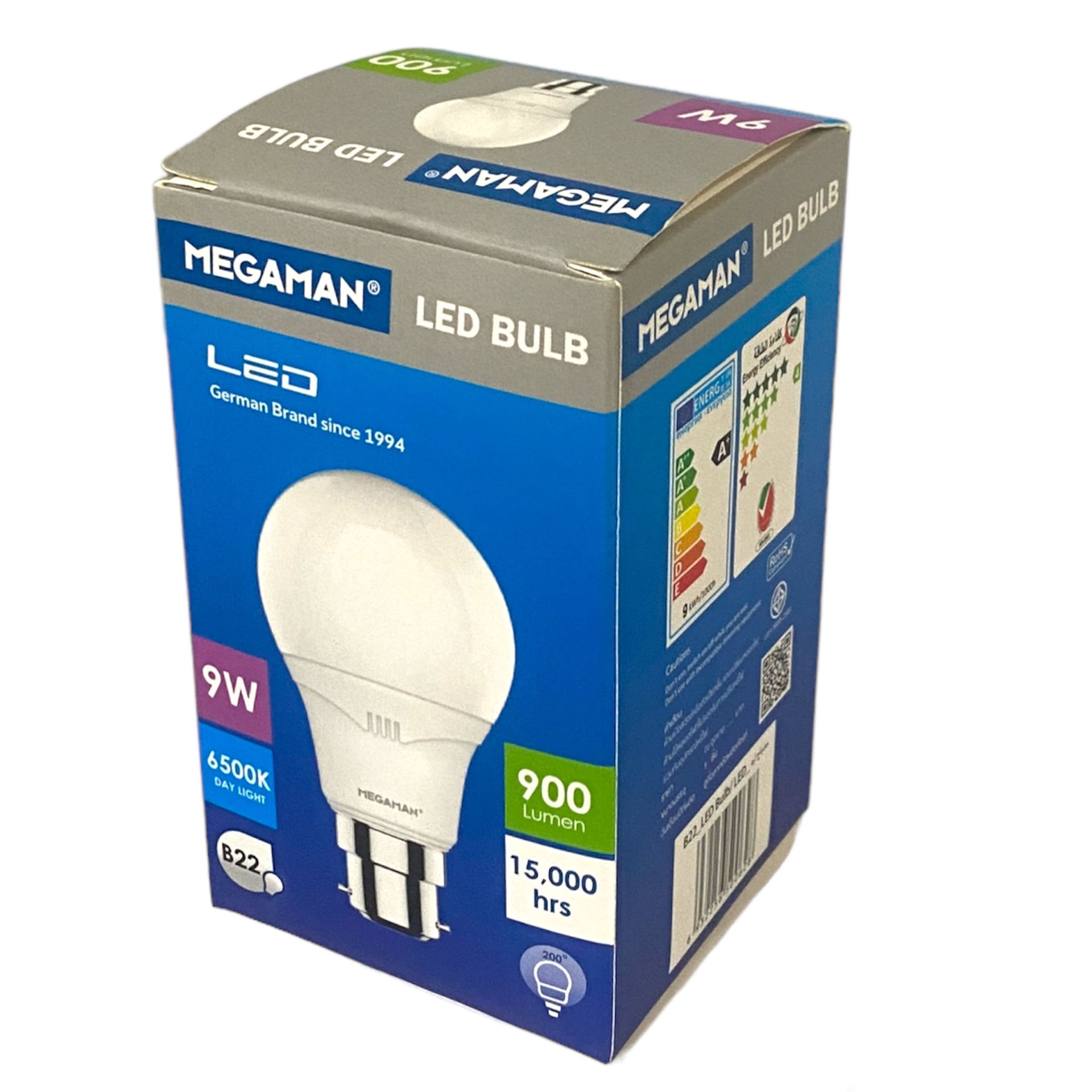 لامپ ال ای دی حبابی 220 ولت 9 وات مگامن مدل سرپیچ خاری کد YT-A60-9W-B22 پایه B22D (سرپیچ خاری)