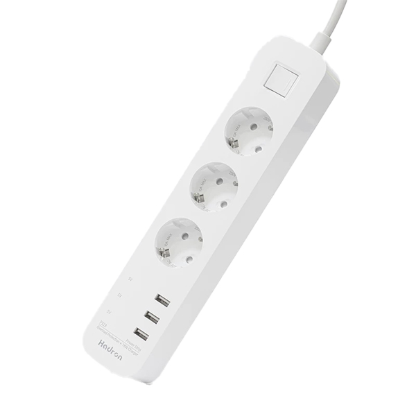 چهار راهی برق هادرون دارای پورت USB دارای کابل  1/8 متر مدل P323