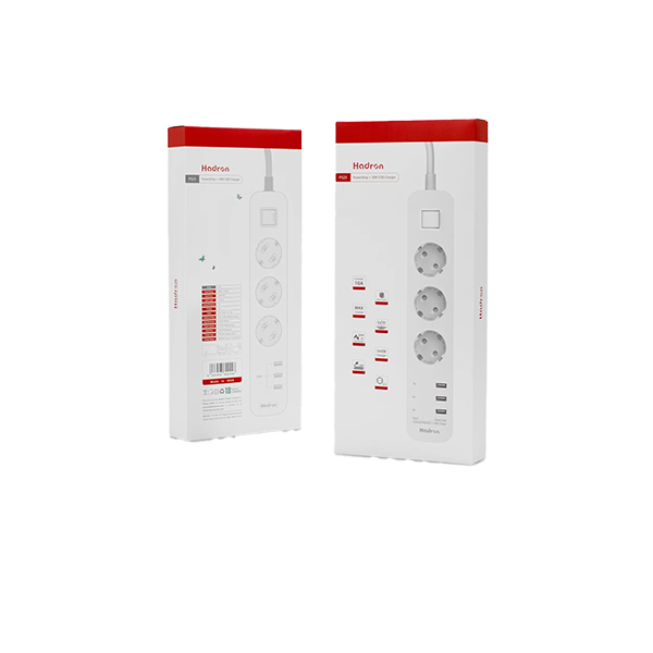 چهار راهی برق هادرون دارای پورت USB دارای کابل  1/8 متر مدل P323