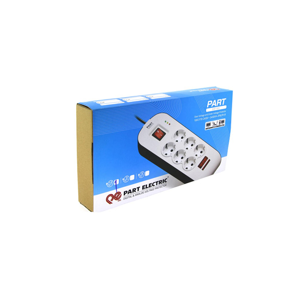 محافظ پارت شش راه ارت دار دیجیتال با کابل 3 متر کد 8795