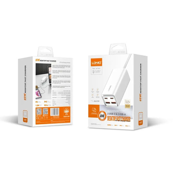 فست شارژ USB و تایپ C الدینو 4610 - 65 وات کابل 1/5 متر جدید 1