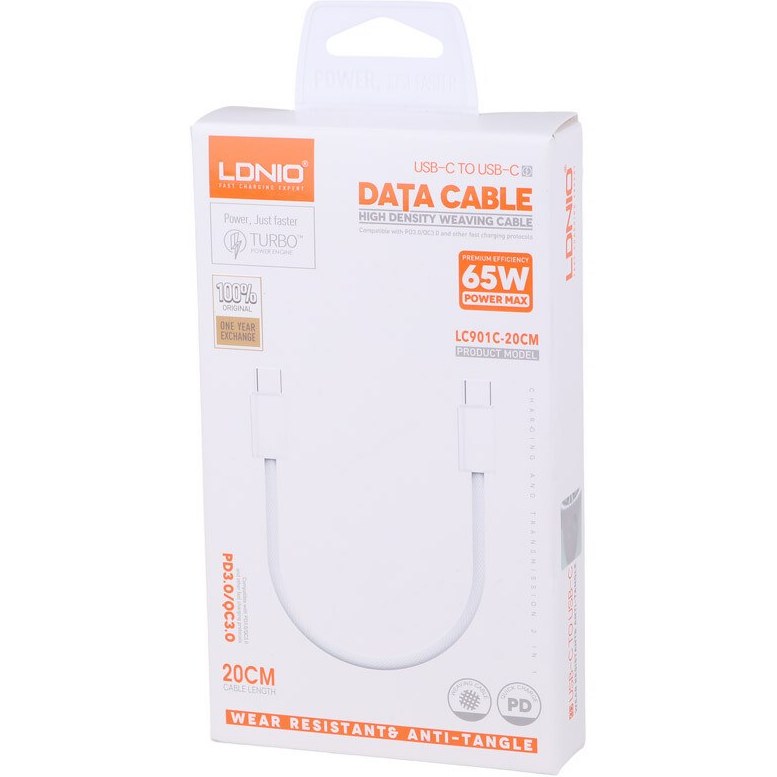 کابل 2 سر تایپ سی 20 سانت 65 وات الدنیو 901 جدید 1