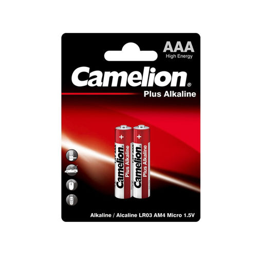 باتری نیم‌قلمی 1.5 ولت کملیون مدل PLUS Alkaline بسته 2 عددی