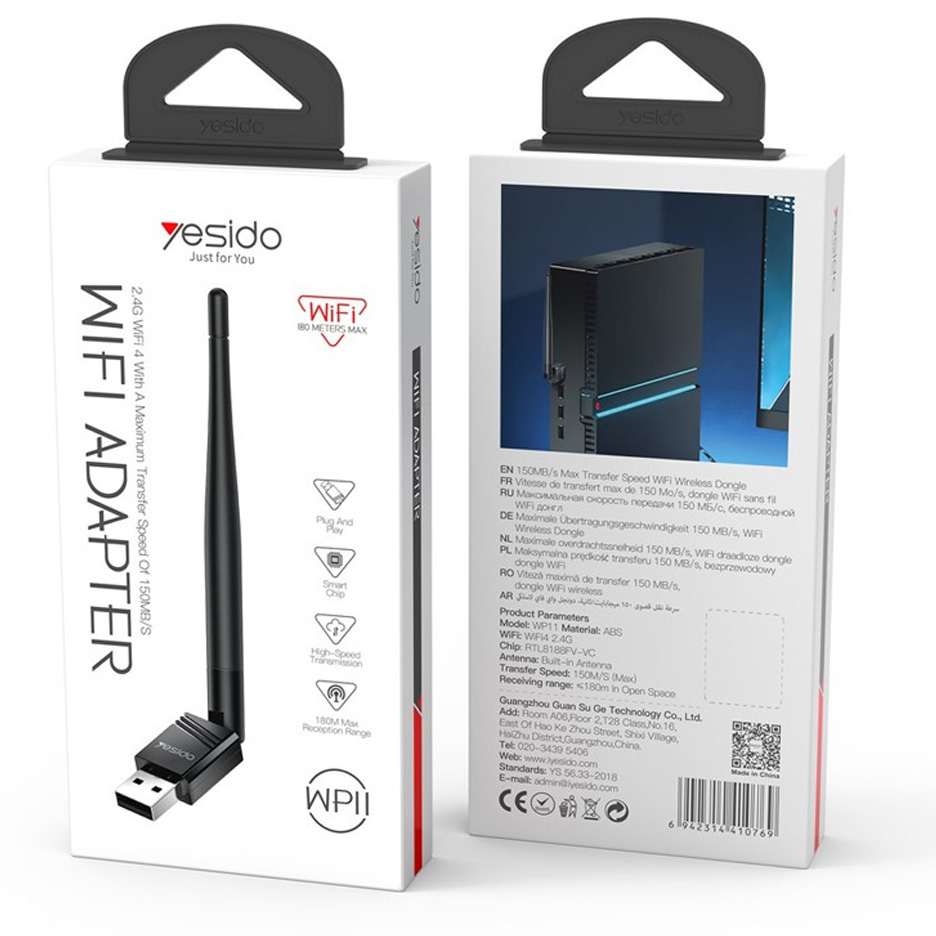 کارت شبکه (دانگل وای فای) آنتن دار Yesido یسیدو WP11