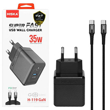 فست شارژ تایپ C هیسکا 35 وات با کابل دو سر تایپ سی 119