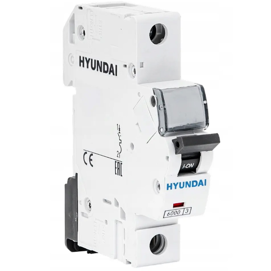 کلید مینیاتوری 10 آمپر تک پل هیوندای کد B10-6KA-1P