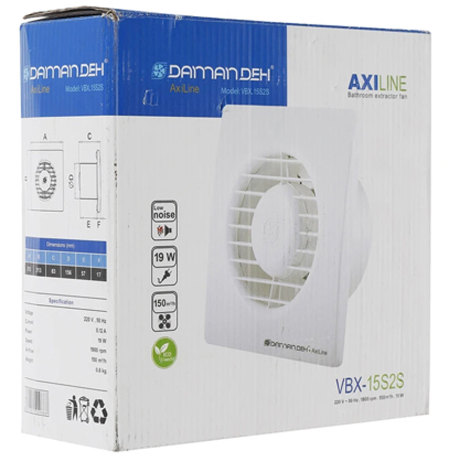 هواکش خانگی 15 سانت دمنده مدل آکسی‌لاین کد VBX-15S2S