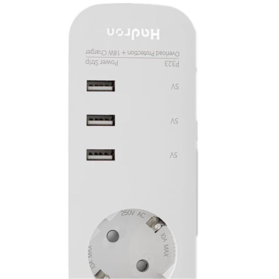 چندراه برق هادرون مدل P323 مجهز به پورت USB و کابل 1.8 متر