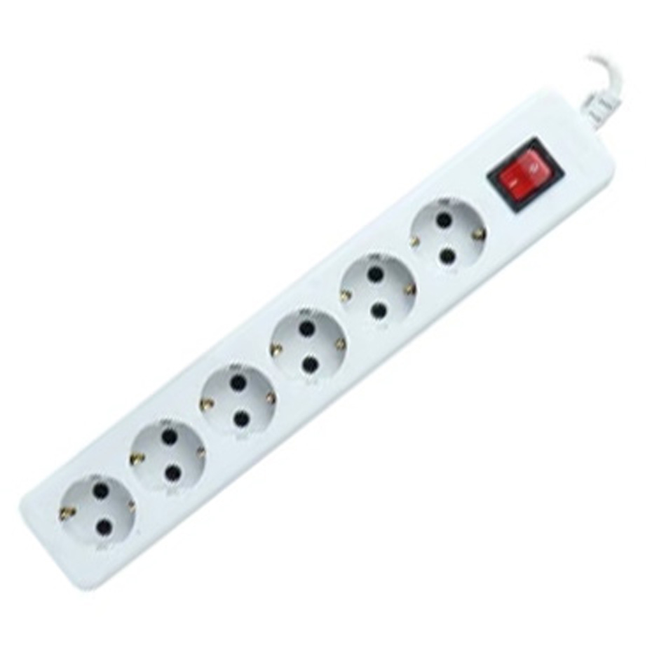 شش راه پارت الکتریک ارت دار مغزی سرامیک با کابل 1/8 متر کد 986