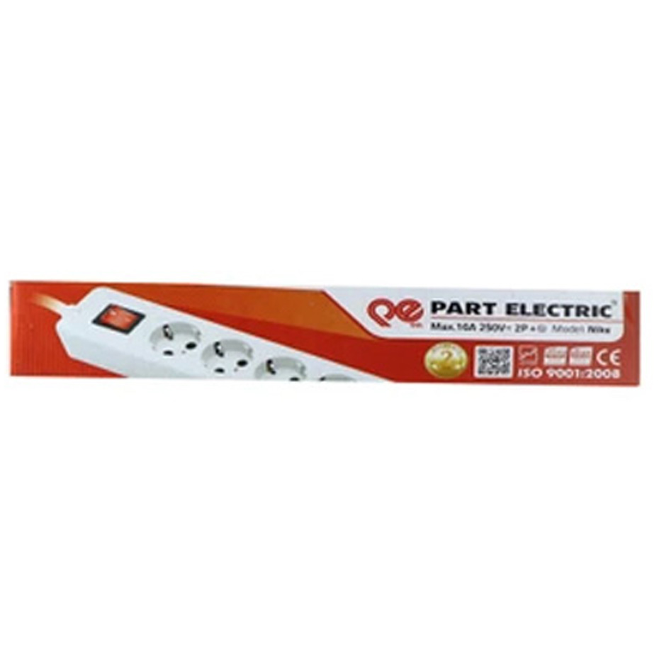 شش راه پارت الکتریک ارت دار مغزی سرامیک با کابل 1/8 متر کد 707