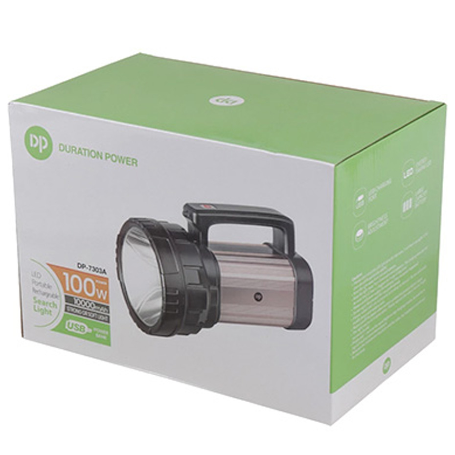 چراغ قوه نور افکن دستی شارژی 100 وات دی پی مدل DP 7303A