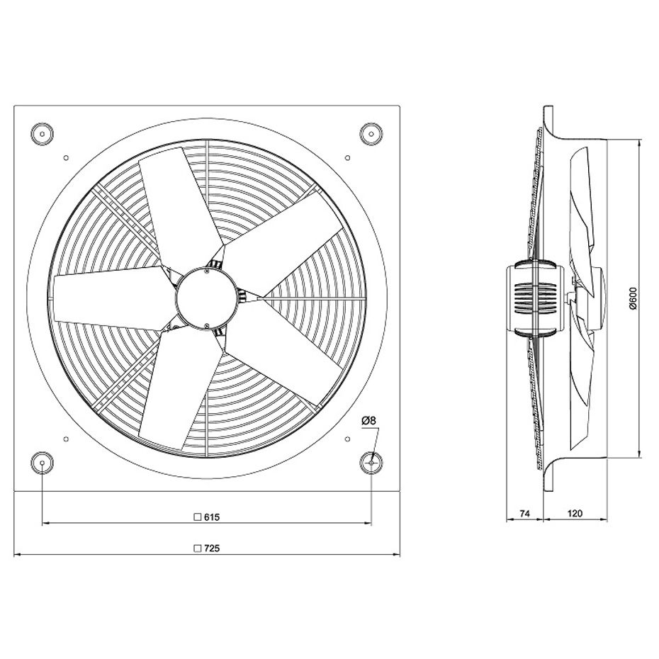 هواکش صنعتی سبک فلزی سری VID - 60 D4S