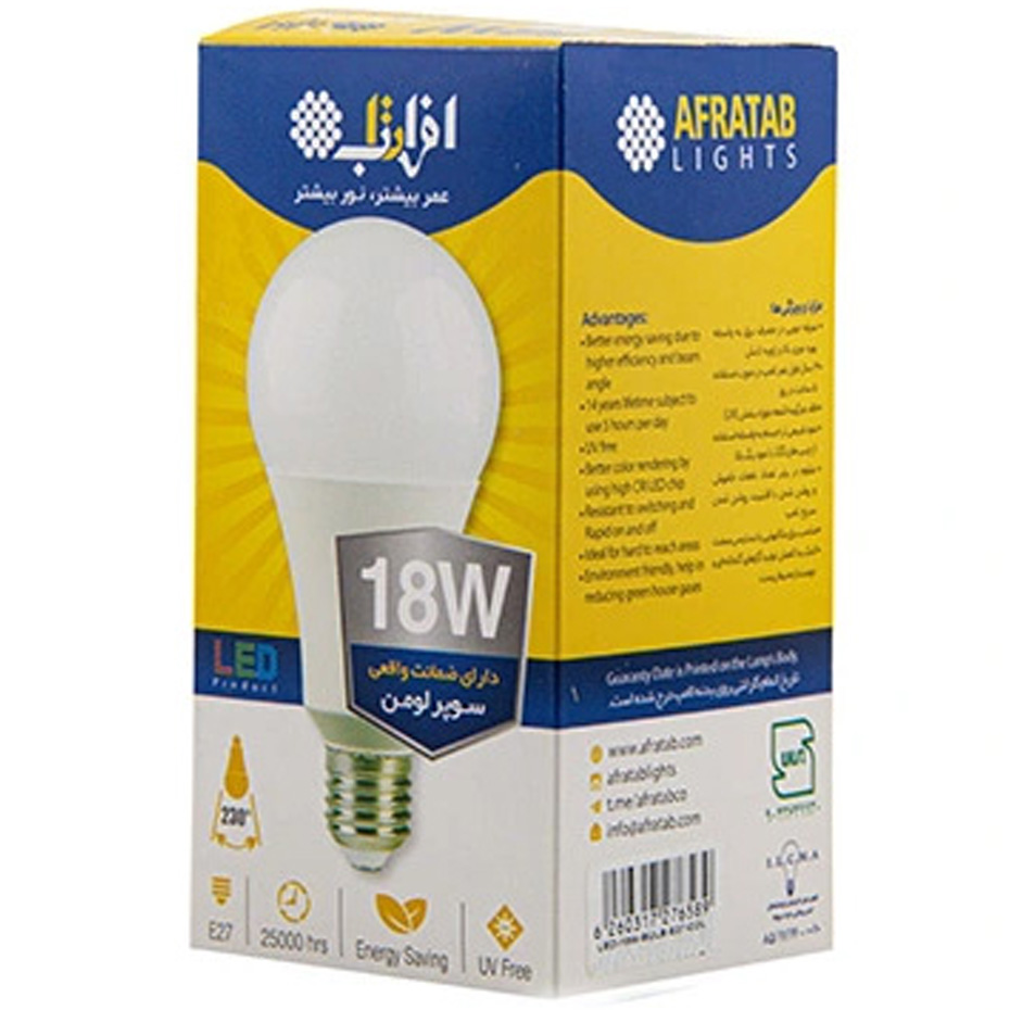 لامپ حبابی 18 وات LED افراتاب پایه E27 مدل AF-A80-18W