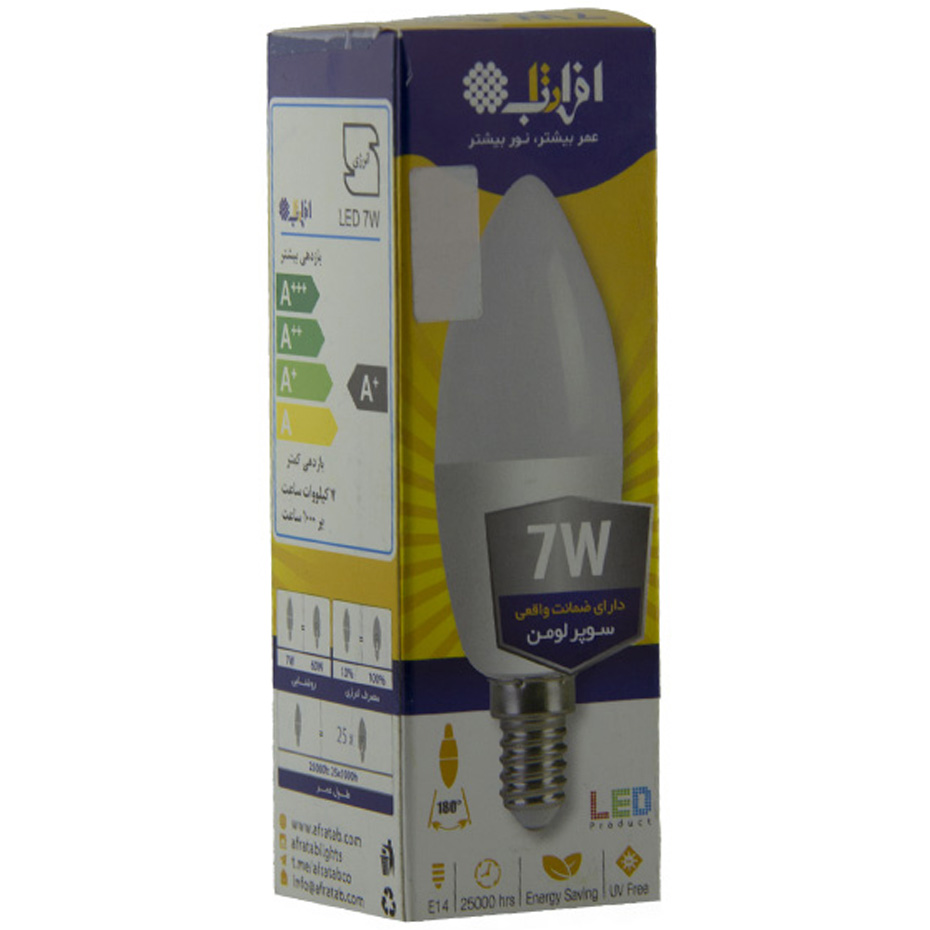 لامپ ال ای دی شمعی 7 وات افراتاب پایه E14 مدل AF-C37-7W