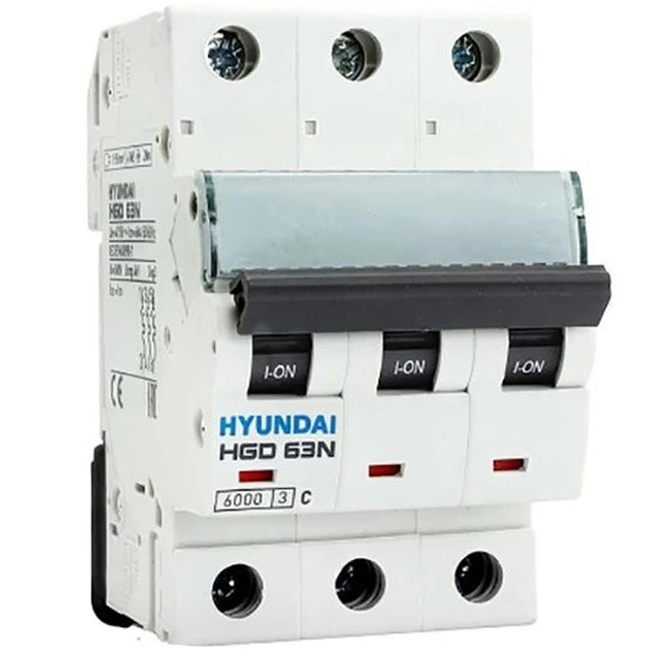 کلید مینیاتوری 63 آمپر سه پل هیوندای کد C63-6KA-3P