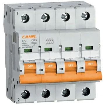 کلید مینیاتوری 25 آمپر چهار پل AC کانل C25-6KA-4P
