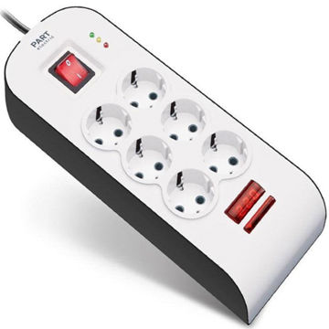 محافظ 6 راه ارت‌دار دیجیتال پارت الکتریک با کابل 5 متری کد 8796