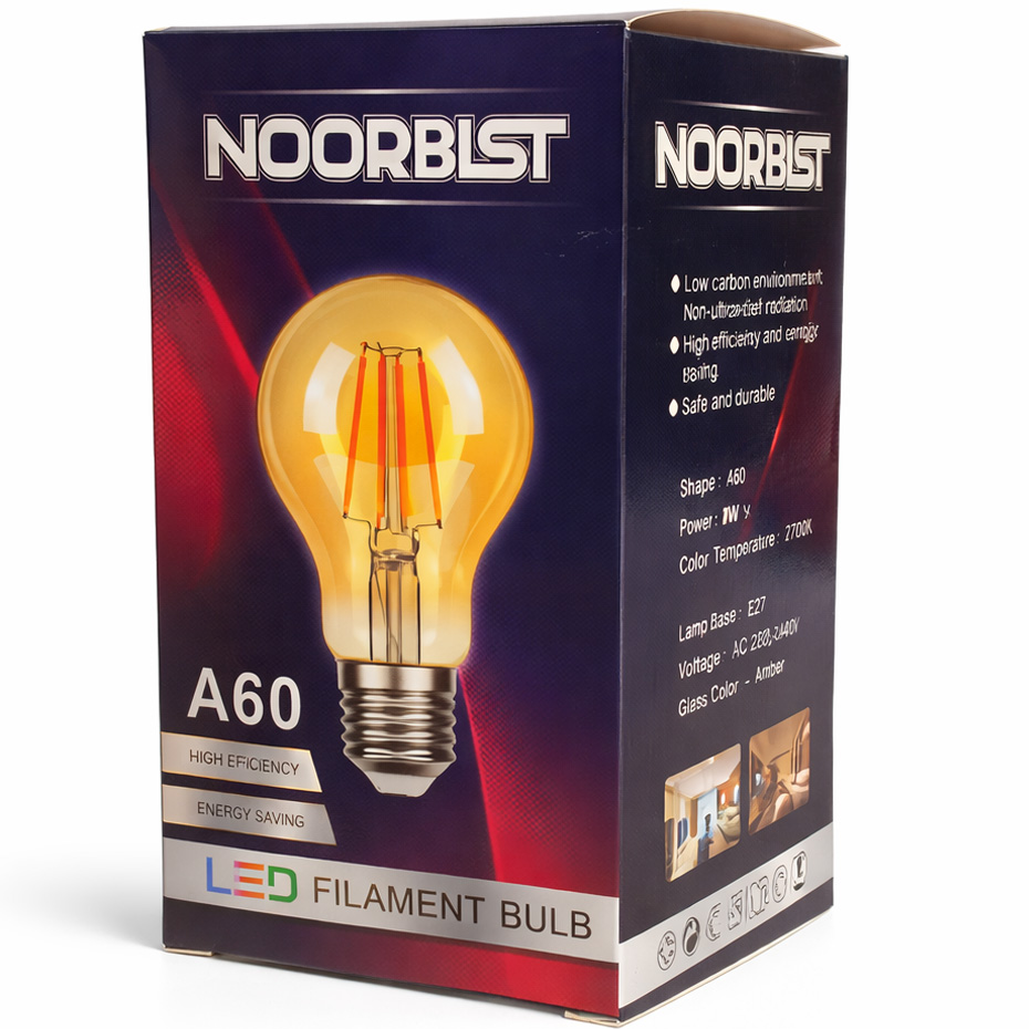 لامپ 8 وات فیلامنت A60 نوربیست NOOBIST پایه E27 سرپیچ معمولی