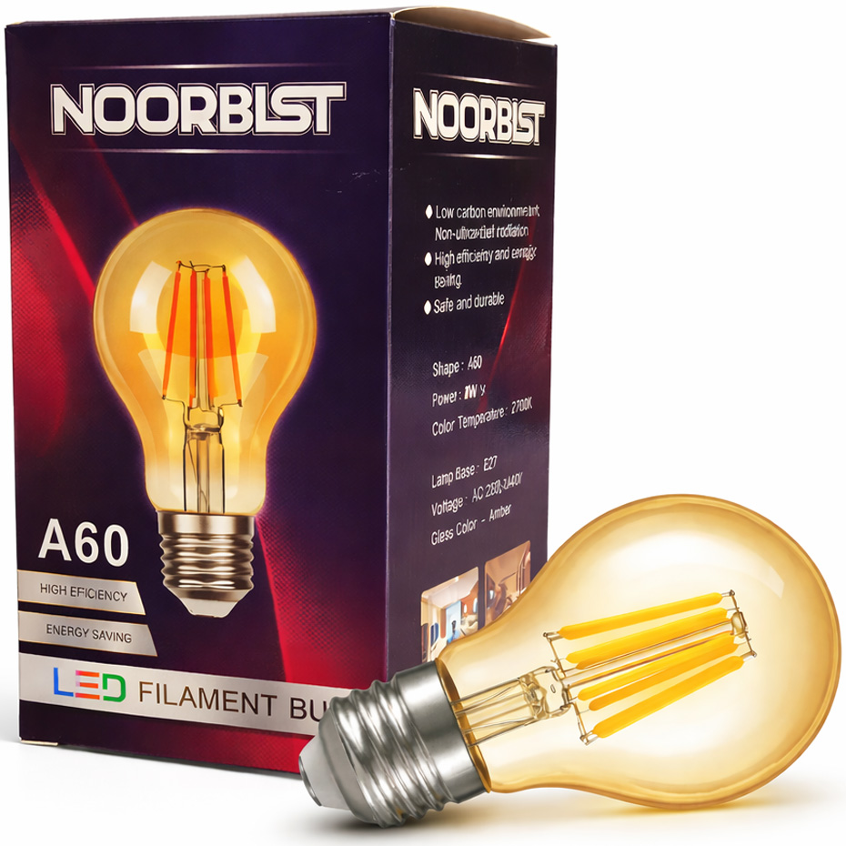 لامپ 8 وات فیلامنت A60 نوربیست NOOBIST پایه E27 سرپیچ معمولی