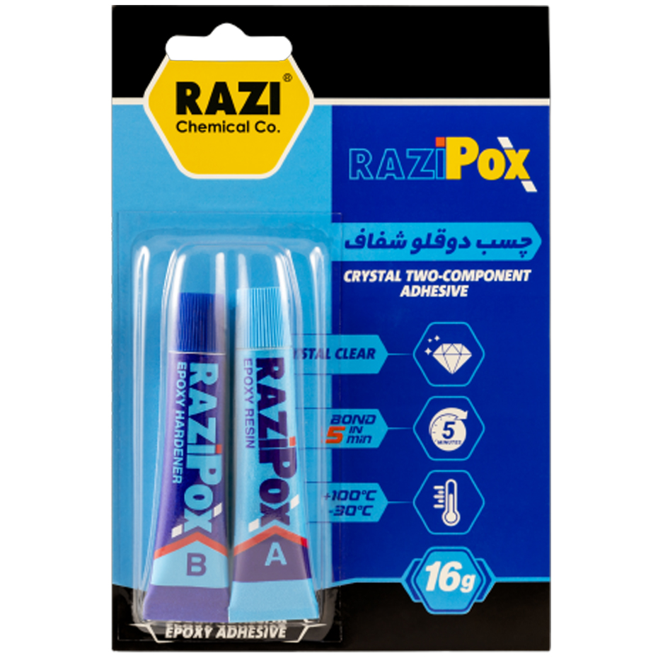 چسب دو‌قلو رازی شفاف مدل Epoxy Crystal