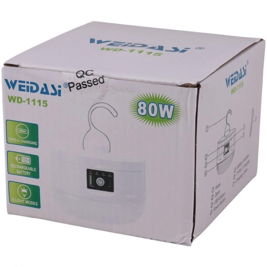 چراغ شارژی ویداسی مدل WD-1115 ظرفیت ۸۰ وات