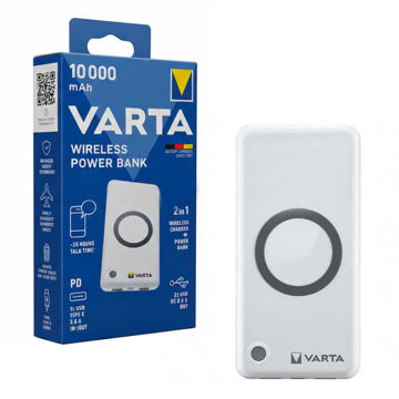 خرید پاوربانک وایرلس وارتا مدل VARTA WIRELESS 10000mAh 20W سفید