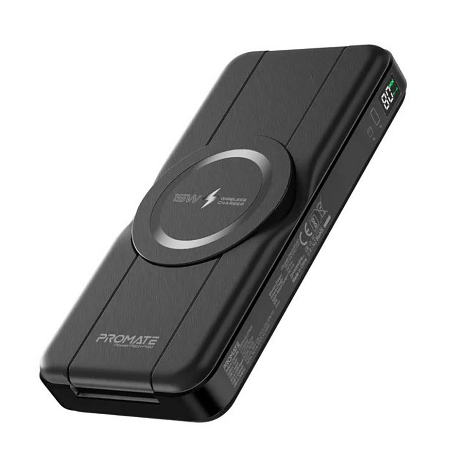 قیمت پاوربانک وایرلس پرومیت مدل PROMATE POWERPACK-FOLD 5in1 10000mAh 20W مشکی