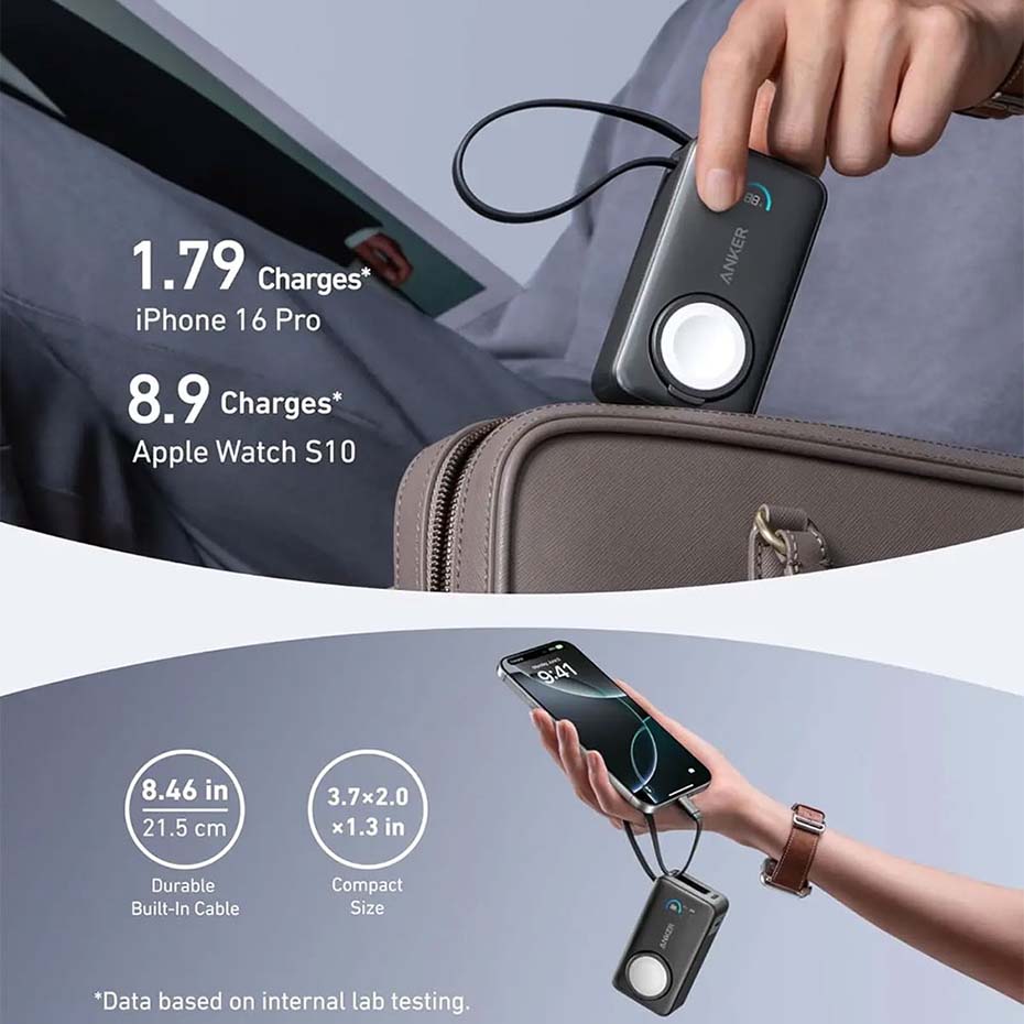 ابعاد پاوربانک انکر مدل ANKER A1657H11 30W 10000mAh مشکی