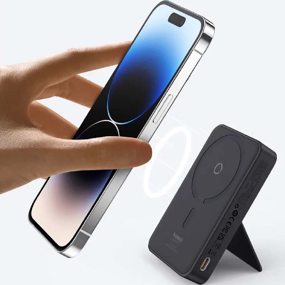 ابعاد پاوربانک مگ سیف بیسوس مدل BASEUS MAGPRO P10064101123-00 5000mAh 20W مشکی