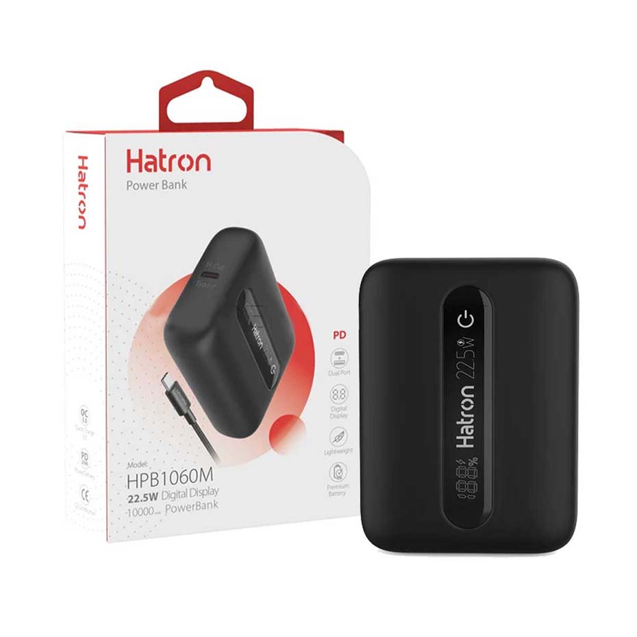 خرید پاوربانک هترون مدل Hatron HPB1060M 10000mAh 22.5W مشکی