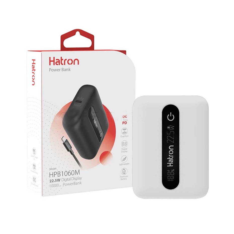 خرید پاوربانک هترون مدل Hatron HPB1060M 10000mAh 22.5W سفید