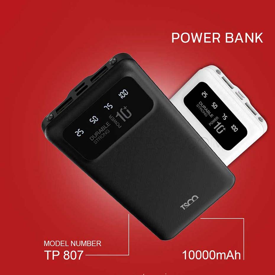ابعاد پاوربانک تسکو مدل TSCO TP 807 10000mAh 10W مشکی