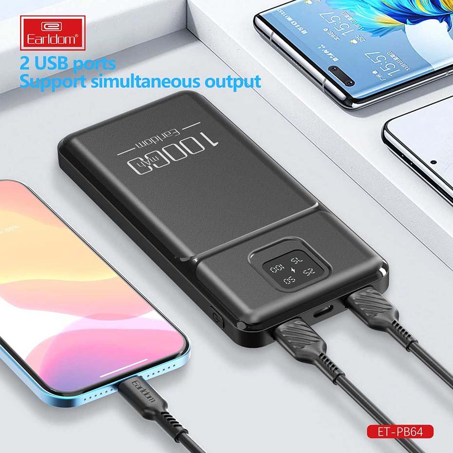 پورت های پاوربانک ارلدام مدل Earldom PB64 10000mAh 20W