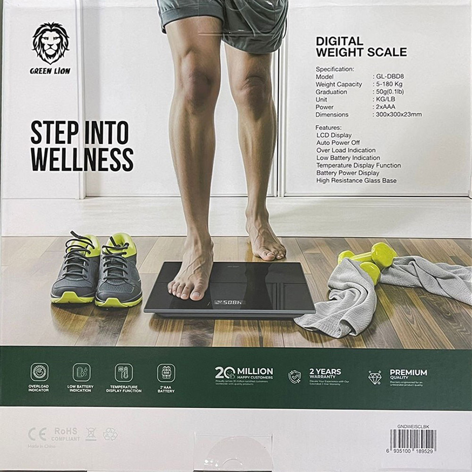 مشخصات ترازو دیجیتال گرین لاین مدل GreenLion GNDWELSCLBK Digital Weight Scale