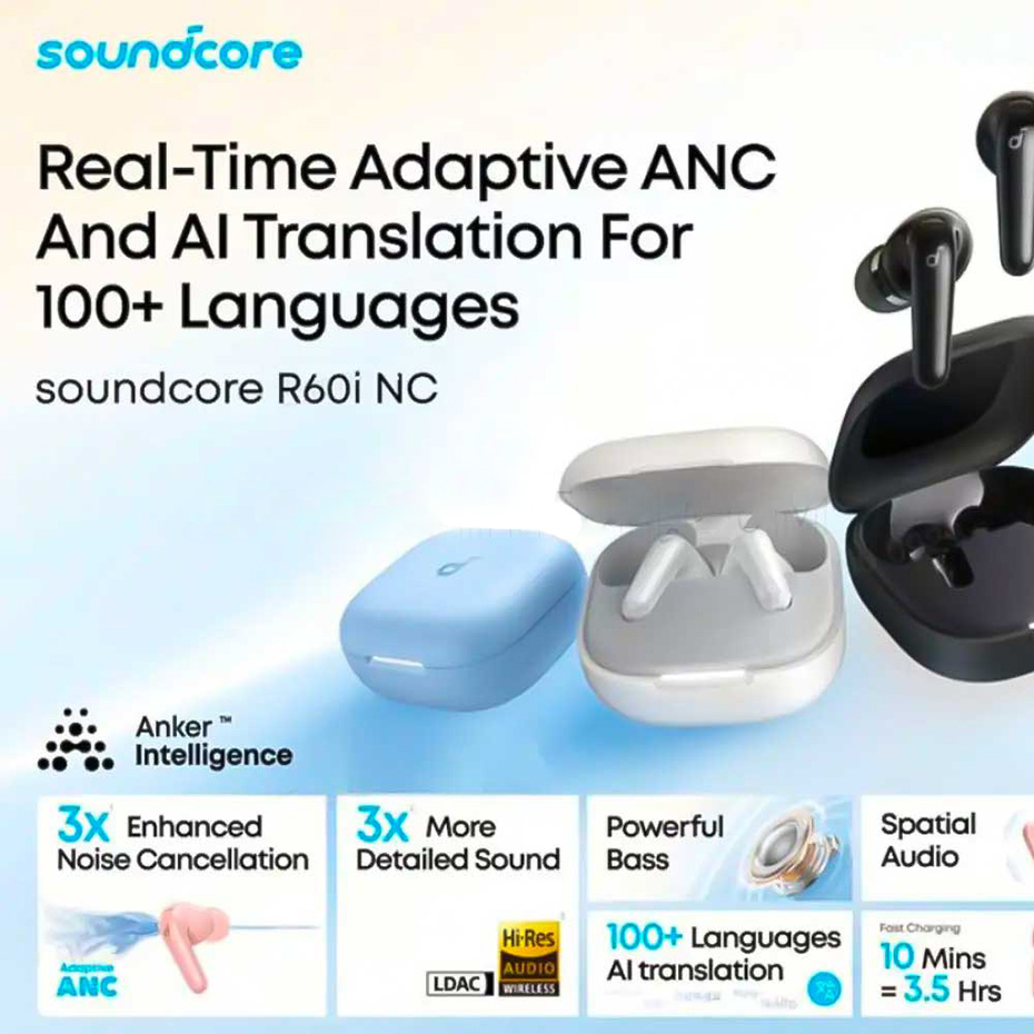 مشخصات ایرپاد انکر مدل ANKER Soundcore R60i NC D1202H31 آبی