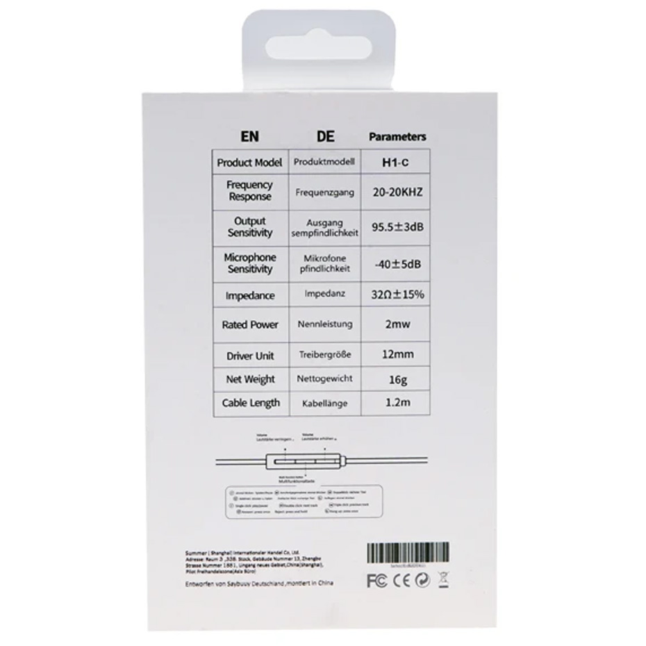 هندزفری تایپ سی سی بای مدل SAYBUUY TYPE-C H1-C مشکی