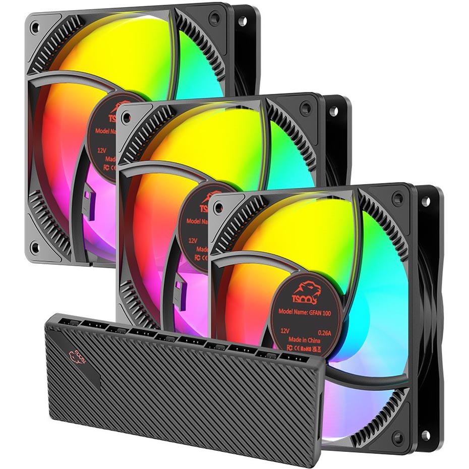 ابعاد فن کیس گیمینگ 3 عددی تسکو مدل TSCO GFAN300 مشکی