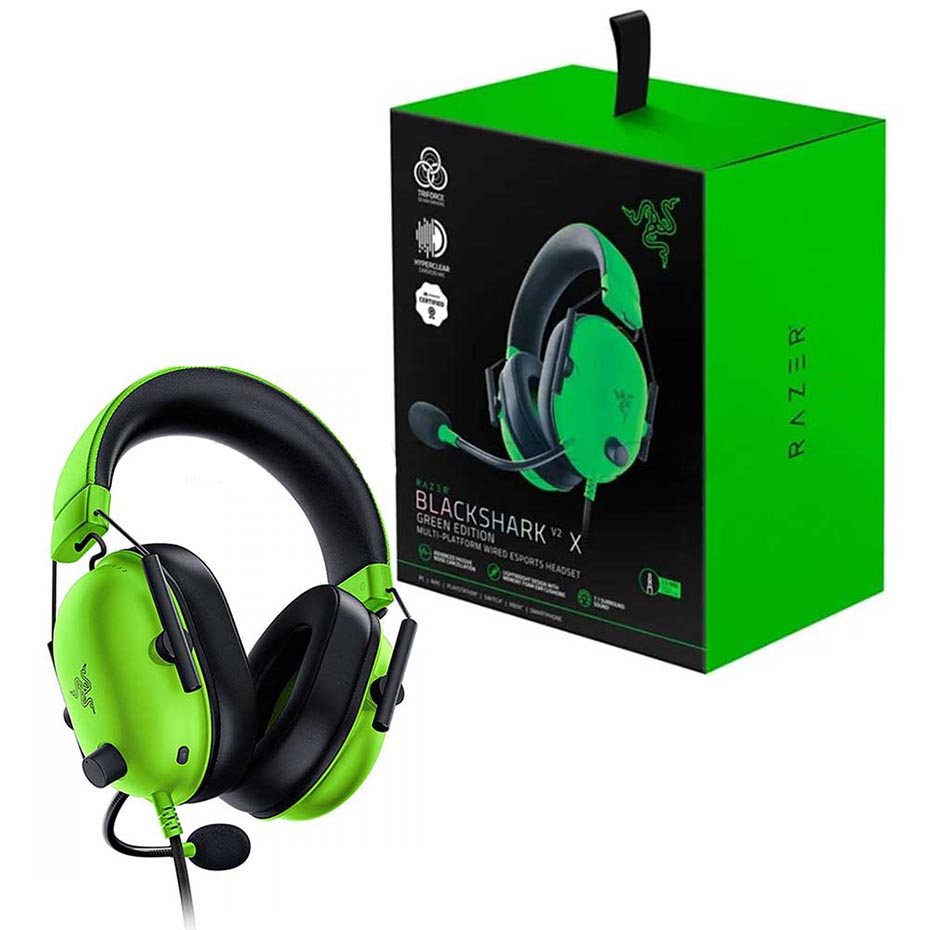 خرید هدست گیمینگ سیم دار ریزر مدل RAZER BlackShark V2 X سبز