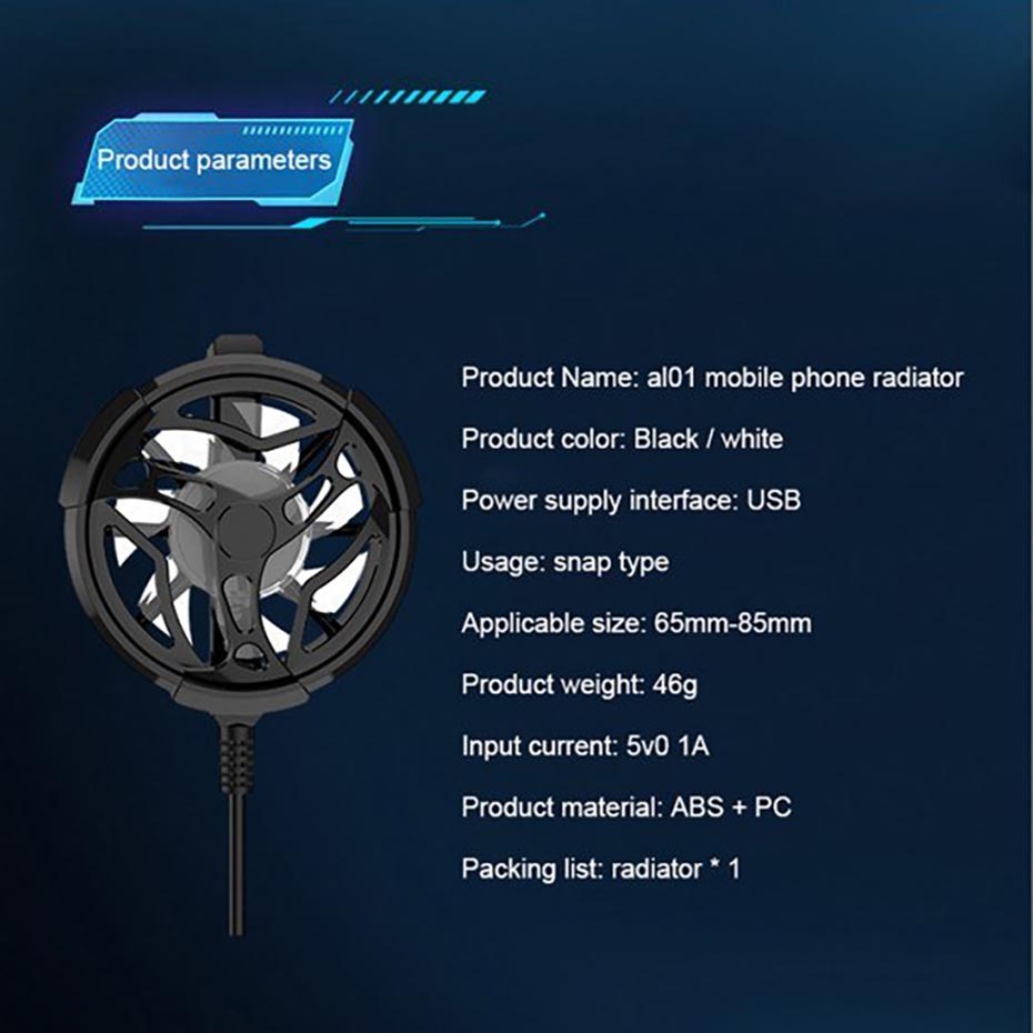 مشخصات فن خنک کننده موبایل مدل Mobile Fan AL-01
