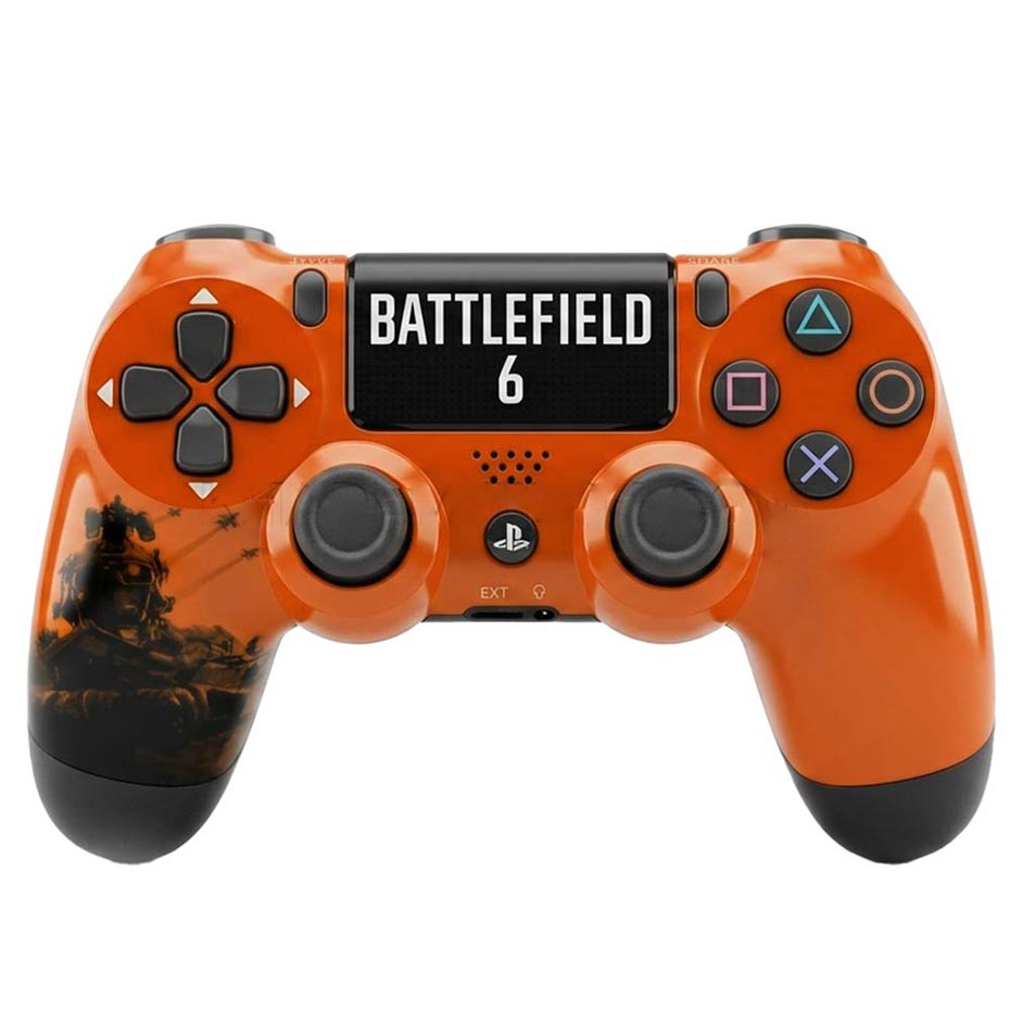 قیمت دسته بازی سونی مدل SONY DUALSHOCK PS4 طرح 6 BATTLEFIELD نارنجی