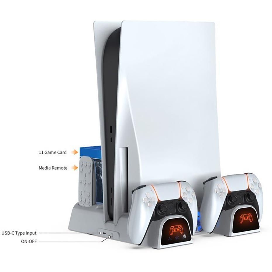مشخصات استند و شارژر دسته بازی دابی مدل DOBE TP5-3532D PS5 سفید