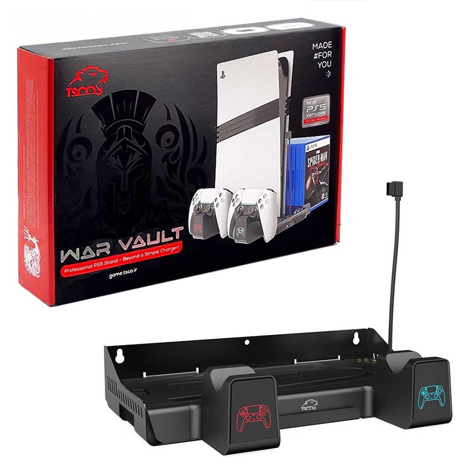 خرید پایه شارژر و فن خنک کننده تسکو مدل TSCO TGS 16 PS5 WAR VAULT