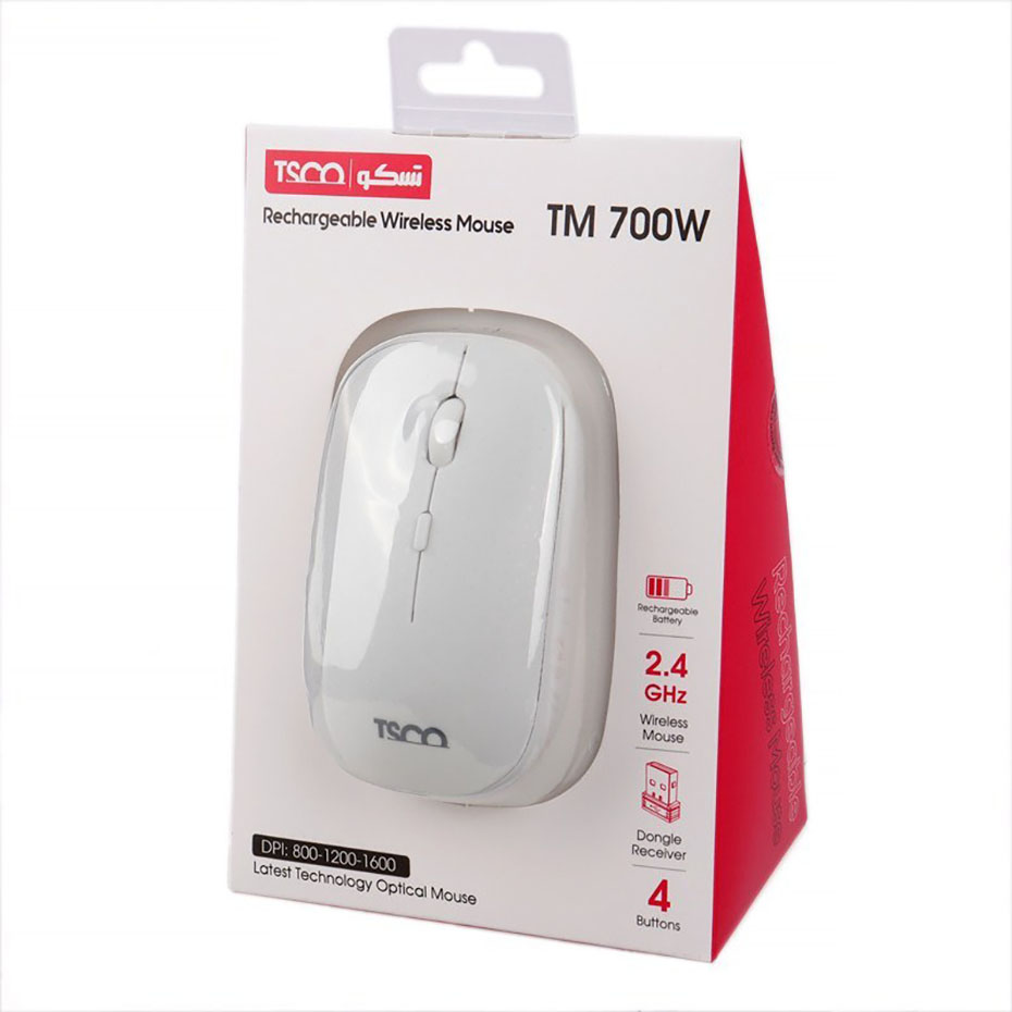 جعبه ماوس بی سیم تسکو مدل TSCO TM 700W سفید