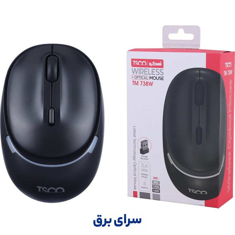 خرید ماوس بی سیم تسکو مدل TSCO TM738W مشکی