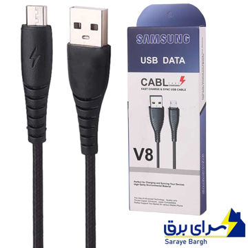 کابل شارژ میکرو طرح سامسونگ مدل SAMSUNG Micro USB V8 مشکی طول 1 متر