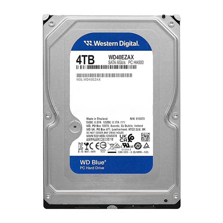 قیمت هارد اینترنال وسترن دیجیتال مدل HDD WesternDigital WD40EZAX 4TB آبی