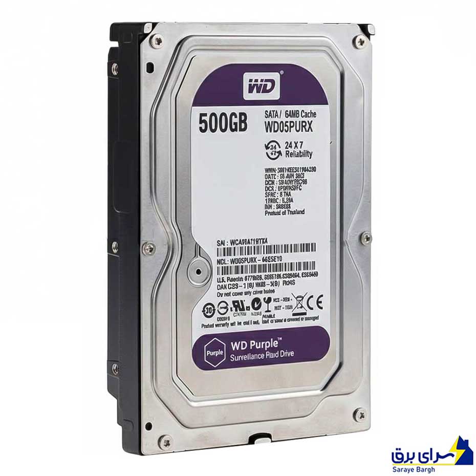 خرید هارد اینترنال وسترن دیجیتال NEW مدل WesternDigital PURPLE 500GB بنفش