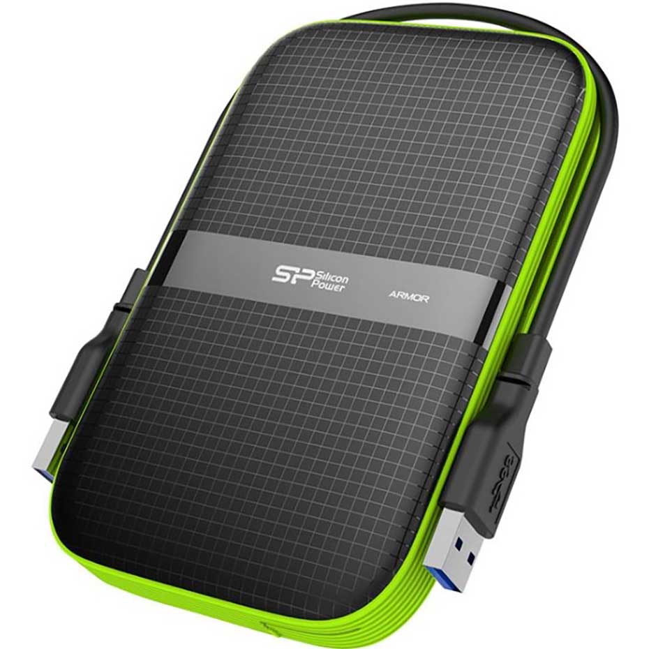 ابعاد هارد اکسترنال سیلیکون پاور مدل Silicon Power Armor A60 4TB مشکی سبز +هدیه فلش سیلیکون پاور Touch T01 32GB